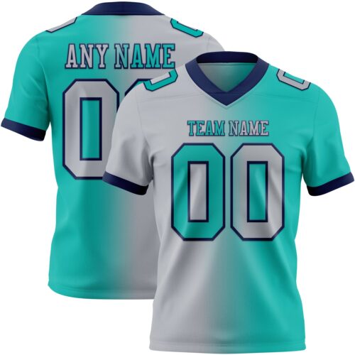 Gradient0405 Custom Aqua Gray-Navy Authentic Gradient Fashion Football Jersey