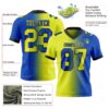 Custom Thunder Blue Neon Yellow-Black Authentic Gradient Fashion Football Jersey