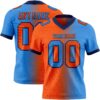 Custom Powder Blue Orange-Navy Authentic Gradient Fashion Football Jersey