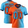 Custom Sky Blue Orange-Navy Authentic Gradient Fashion Football Jersey