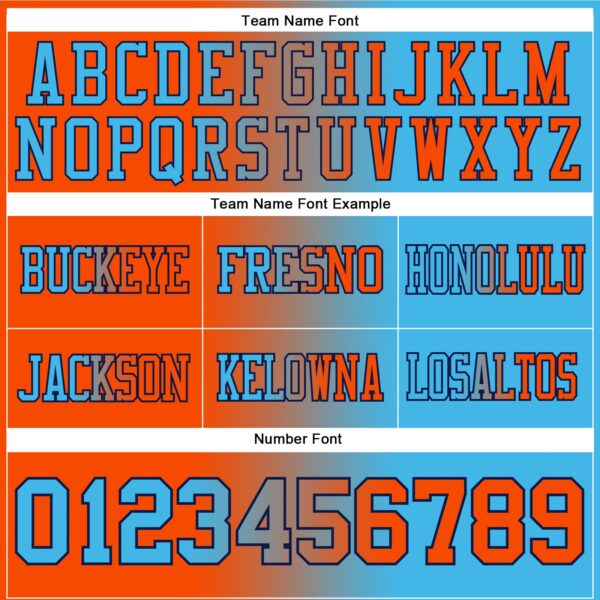 Custom Sky Blue Orange-Navy Authentic Gradient Fashion Football Jersey