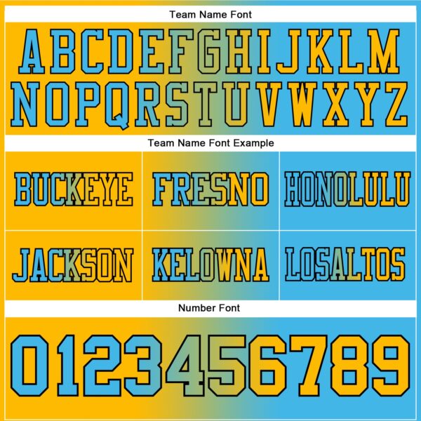 Custom Sky Blue Gold-Black Authentic Gradient Fashion Football Jersey