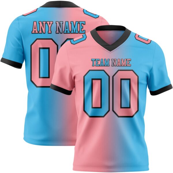 Custom Sky Blue Medium Pink-Black Authentic Gradient Fashion Football Jersey