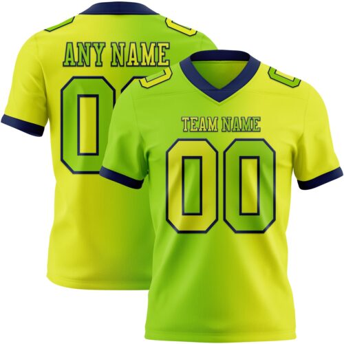 Gradient0419 Custom Neon Yellow Neon Green-Navy Authentic Gradient Fashion Football Jersey