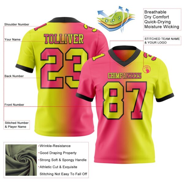 Custom Neon Yellow Neon Pink-Black Authentic Gradient Fashion Football Jersey