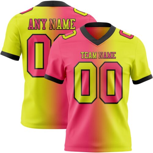 Gradient0421 Custom Neon Yellow Neon Pink-Black Authentic Gradient Fashion Football Jersey