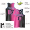 Custom Black Pink-Light Blue Authentic Gradient Fashion Basketball Jersey