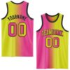 Custom Neon Yellow Pink-Black Authentic Gradient Fashion Basketball Jersey