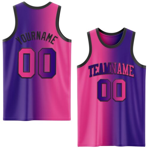 Gradient0544 Custom Purple Pink-Black Authentic Gradient Fashion Basketball Jersey