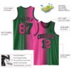 Custom Kelly Green Pink-Black Authentic Gradient Fashion Basketball Jersey