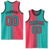 Custom Aqua Neon Pink-Black Authentic Gradient Fashion Basketball Jersey
