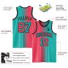 Custom Aqua Neon Pink-Black Authentic Gradient Fashion Basketball Jersey