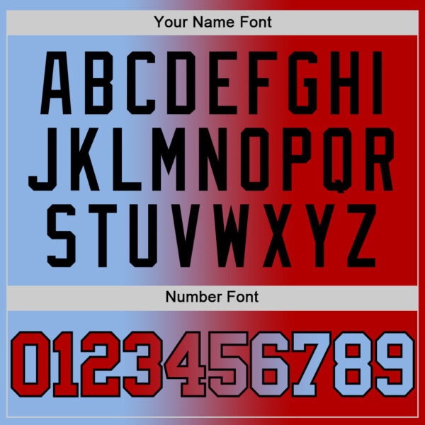 Custom Light Blue Red-Black Authentic Gradient Fashion Basketball Jersey