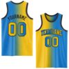 Custom Powder Blue Yellow-Black Authentic Gradient Fashion Basketball Jersey