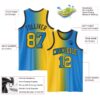 Custom Powder Blue Yellow-Black Authentic Gradient Fashion Basketball Jersey