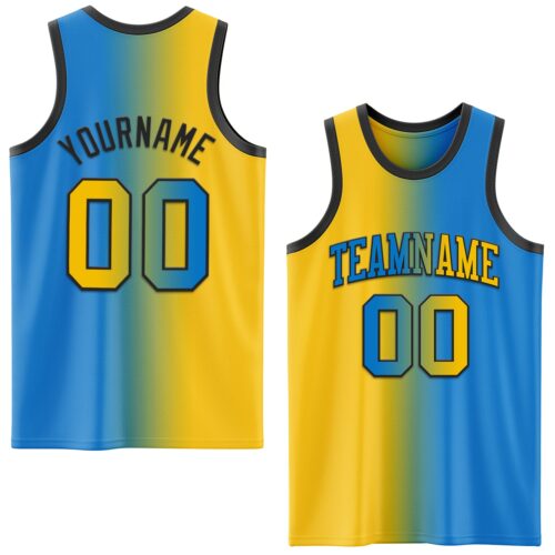 Gradient0557 Custom Powder Blue Yellow-Black Authentic Gradient Fashion Basketball Jersey