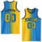 Custom Powder Blue Yellow-Black Authentic Gradient Fashion Basketball Jersey