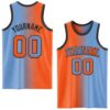 Custom Light Blue Orange-Black Authentic Gradient Fashion Basketball Jersey