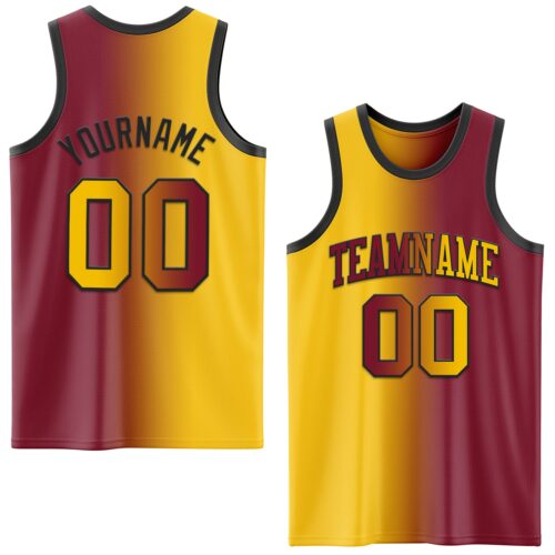 Gradient0560 Custom Crimson Yellow-Black Authentic Gradient Fashion Basketball Jersey