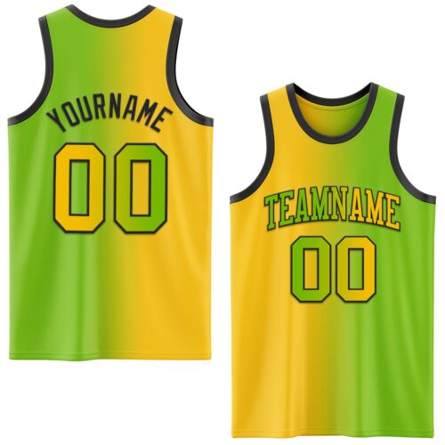 Gradient0562 Custom Neon Green Yellow-Black Authentic Gradient Fashion Basketball Jersey