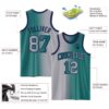 Custom Teal Gray-Navy Authentic Gradient Fashion Basketball Jersey