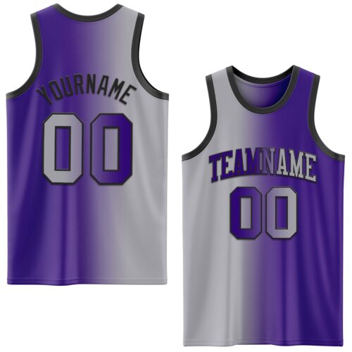 Gradient0566 Custom Purple Gray-Black Authentic Gradient Fashion Basketball Jersey