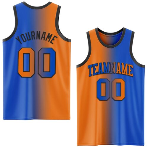 Gradient0567 Custom Thunder Blue Bay Orange-Black Authentic Gradient Fashion Basketball Jersey