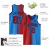 Custom Powder Blue Red-Navy Authentic Gradient Fashion Basketball Jersey