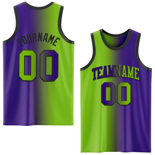 Gradient0578 Custom Purple Neon Green-Black Authentic Gradient Fashion Basketball Jersey