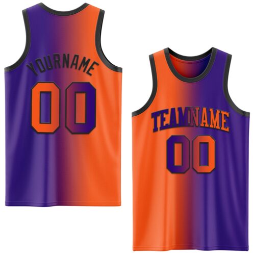 Gradient0579 Custom Purple Orange-Black Authentic Gradient Fashion Basketball Jersey