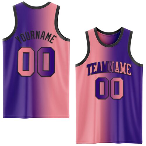 Gradient0580 Custom Purple Medium Pink-Black Authentic Gradient Fashion Basketball Jersey