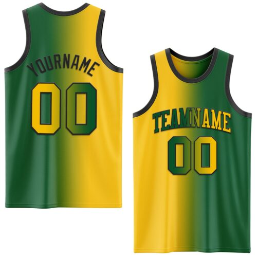 Gradient0584 Custom Kelly Green Yellow-Black Authentic Gradient Fashion Basketball Jersey