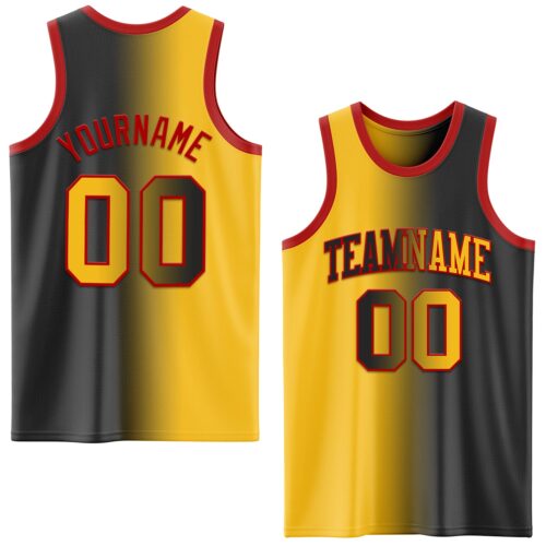 Gradient0588 Custom Black Gold-Red Authentic Gradient Fashion Basketball Jersey