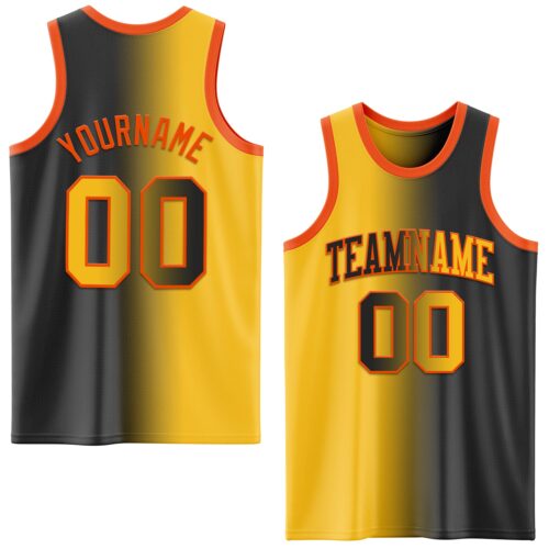 Gradient0589 Custom Black Gold-Orange Authentic Gradient Fashion Basketball Jersey