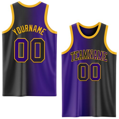 Gradient0593 Custom Black Purple-Gold Authentic Gradient Fashion Basketball Jersey