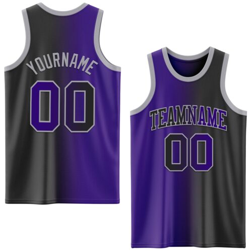 Gradient0596 Custom Black Purple-Gray Authentic Gradient Fashion Basketball Jersey
