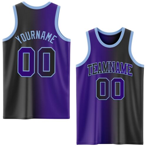 Gradient0597 Custom Black Purple-Light Blue Authentic Gradient Fashion Basketball Jersey