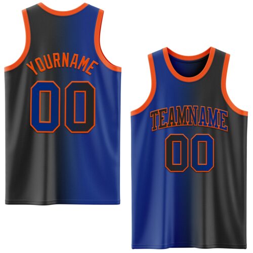 Gradient0600 Custom Black Royal-Orange Authentic Gradient Fashion Basketball Jersey