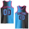 Custom Black Sky Blue-Pink Authentic Gradient Fashion Basketball Jersey