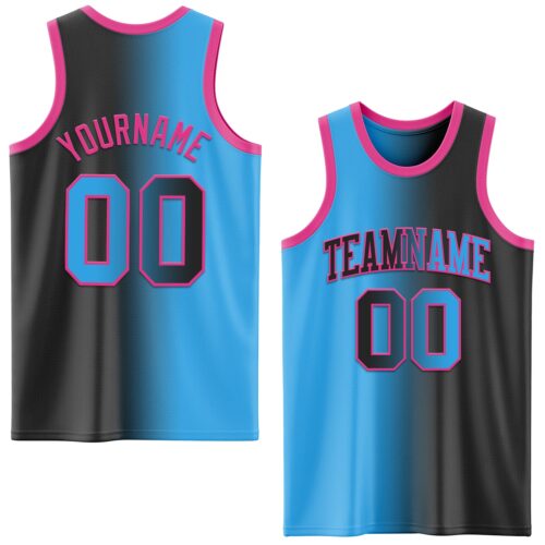 Gradient0608 Custom Black Sky Blue-Pink Authentic Gradient Fashion Basketball Jersey