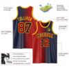 Custom Navy Red-Gold Authentic Gradient Fashion Basketball Jersey