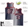 Custom Navy Gray-Red Authentic Gradient Fashion Basketball Jersey