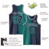 Custom Navy Teal-Gray Authentic Gradient Fashion Basketball Jersey