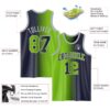 Custom Navy Neon Green-Gray Authentic Gradient Fashion Basketball Jersey