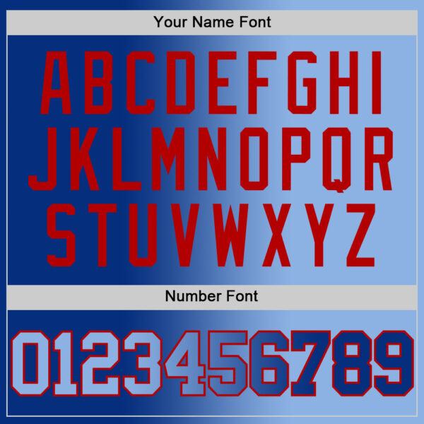 Custom Royal Light Blue-Red Authentic Gradient Fashion Basketball Jersey