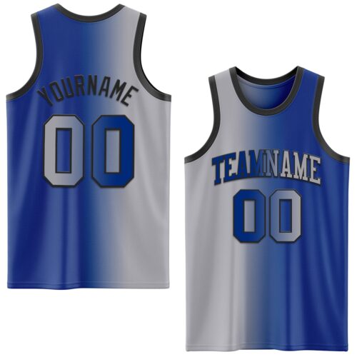 Gradient0640 Custom Royal Gray-Black Authentic Gradient Fashion Basketball Jersey