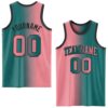 Custom Teal Medium Pink-Black Authentic Gradient Fashion Basketball Jersey
