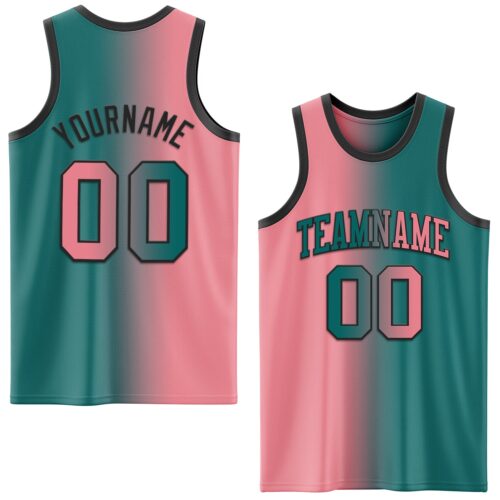 Gradient0657 Custom Teal Medium Pink-Black Authentic Gradient Fashion Basketball Jersey