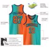 Custom Aqua Orange-Navy Authentic Gradient Fashion Basketball Jersey