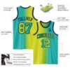 Custom Aqua Neon Yellow-Navy Authentic Gradient Fashion Basketball Jersey